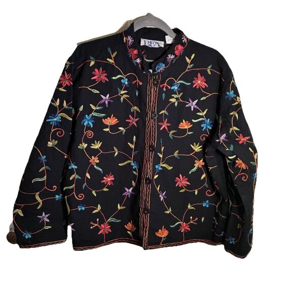 Women’s BFA Classics Embroidered Black Jacket. Floral Designs In Multicolor XL - Picture 10 of 15